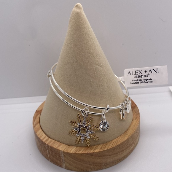Alex and Ani•HARRY POTTER™•Hogwarts Two-Tone Snowflake Bangle - Picture 3 of 7